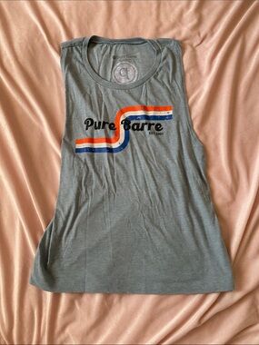 Pure Barre Blue Graphic Tank with Retro Stripe